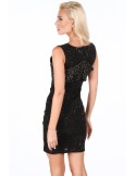 Dress with a bow on the neckline, black G52360 - Online store - Boutique